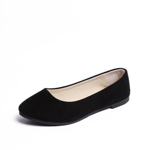 Slip On Women Flats Shoes Candy Color Pointed Toe Female Loafers Large Size Lazy Shoes Woman Spring Flock Ladies Ballet Flats