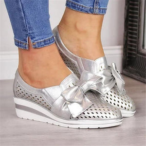 PUIMENTIUA Bow Women Flats Platform Shoes Woman Loafers Fashion Women's Slip On Shallow PU Casual Shoes Zapatos De Mujer 2019