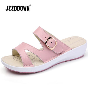 Genuine Leather Women's Summer Gladiator Beach Sandals Shoes Casual Female Platform Sandals Ladies Flip Flops Slippers Shoes