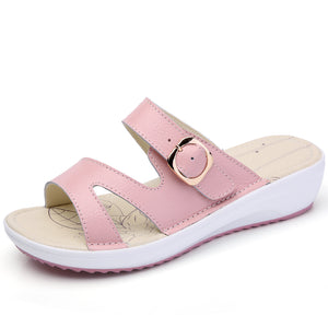 Genuine Leather Women's Summer Gladiator Beach Sandals Shoes Casual Female Platform Sandals Ladies Flip Flops Slippers Shoes