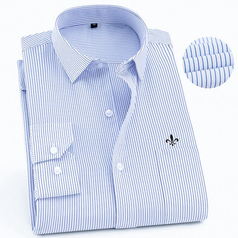 2019 Men Shirt Long Sleeved Camisa Social Masculina Classical Male Shirts Formal Business Shirt Man Embroidery Logo
