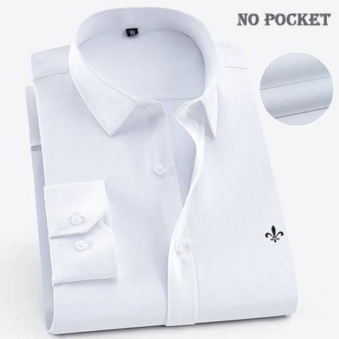 2019 Men Shirt Long Sleeved Camisa Social Masculina Classical Male Shirts Formal Business Shirt Man Embroidery Logo