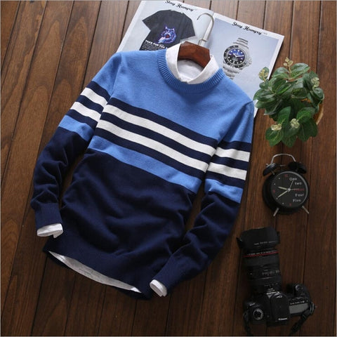 fashion Stitching Men's Sweaters Male Knitwear sweater warm patchwork Round Collar clothing cotton casual wool pullovers 2019