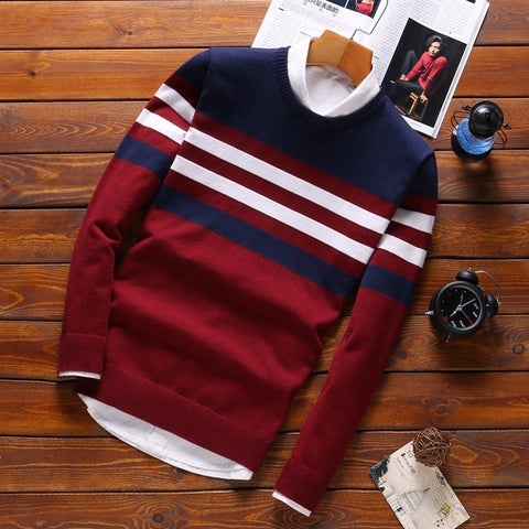 fashion Stitching Men's Sweaters Male Knitwear sweater warm patchwork Round Collar clothing cotton casual wool pullovers 2019