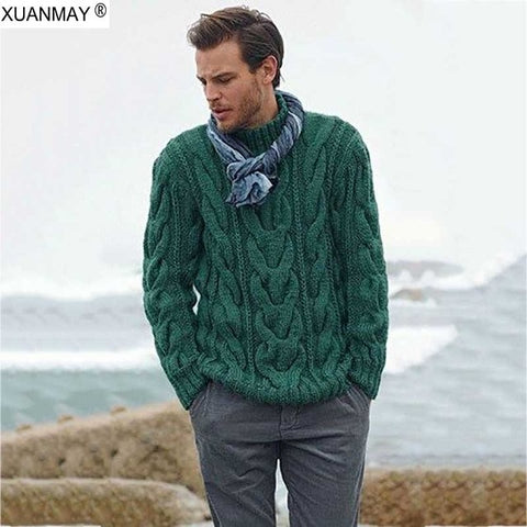 2019  Winter Men's Pullover Sweater Casual Soft and Comfortable Pullover Sweater coat Thick warm Hand-knitted Cool Men's Sweater