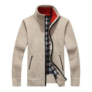 Men's New Fashion Brand Warm Zipper Cardigan Jacket Sweater Slim Long-sleeved Solid Color Regular Turtleneck Sweater For Men