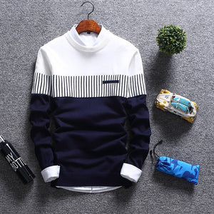 2019 New Men's Autumn Winter Pullover Wool Slim Fit Striped Knitted Sweaters Mens Brand Clothing Casual pull homme hombre