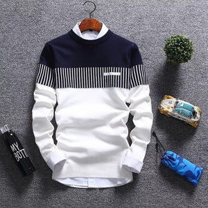 2019 New Men's Autumn Winter Pullover Wool Slim Fit Striped Knitted Sweaters Mens Brand Clothing Casual pull homme hombre