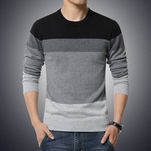 Casual Men's Sweater O-Neck Striped Slim Fit Knittwear 2019 Autumn Mens Sweaters Pullovers Pullover Men Pull Homme M-3XL