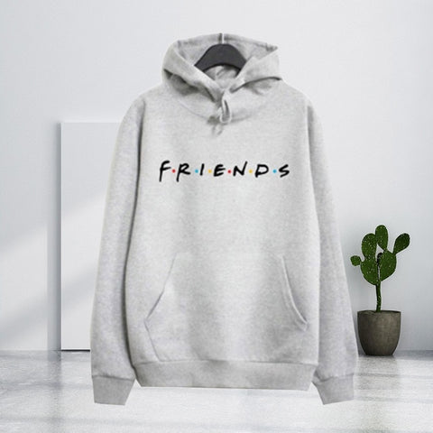 Friends Harajuku Hoodies Letter Print Pullover Pattern Print Hooed Sweatshirt Women Pocket Polyester Tops