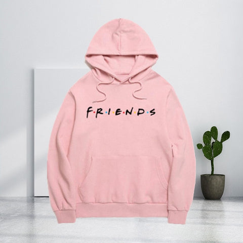 Friends Harajuku Hoodies Letter Print Pullover Pattern Print Hooed Sweatshirt Women Pocket Polyester Tops