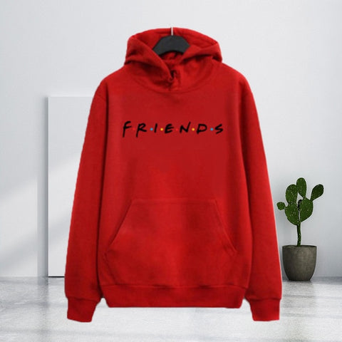 Friends Harajuku Hoodies Letter Print Pullover Pattern Print Hooed Sweatshirt Women Pocket Polyester Tops