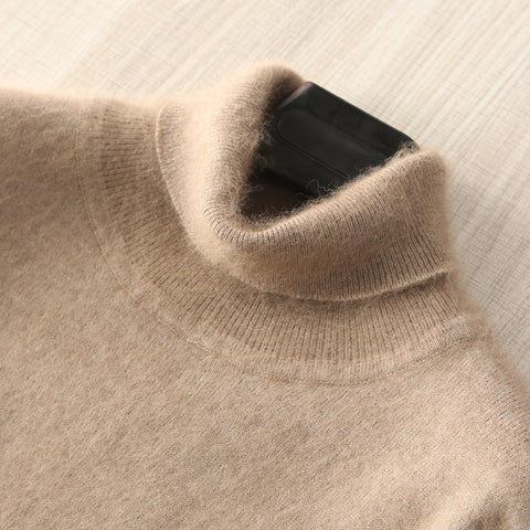 Man Jumpers 100% Mink Cashmere Knitted Sweaters Hot Sale Soft Turtleneck Winter Thick Warm Jumpers 8Colors Men Sweater