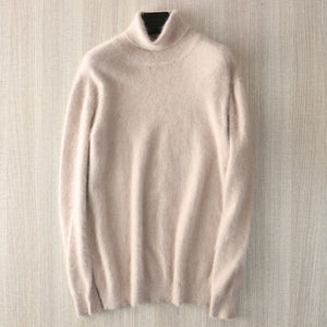 Man Jumpers 100% Mink Cashmere Knitted Sweaters Hot Sale Soft Turtleneck Winter Thick Warm Jumpers 8Colors Men Sweater