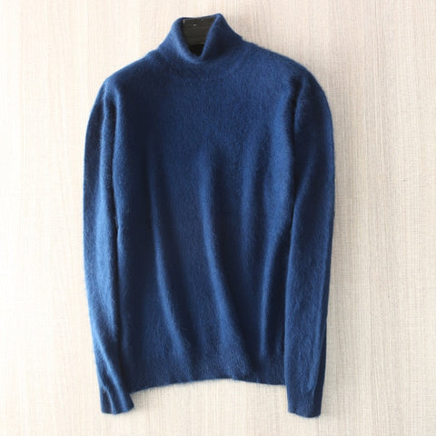 Man Jumpers 100% Mink Cashmere Knitted Sweaters Hot Sale Soft Turtleneck Winter Thick Warm Jumpers 8Colors Men Sweater