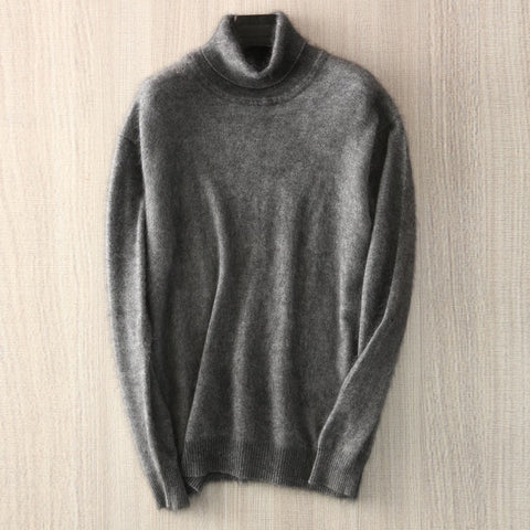 Man Jumpers 100% Mink Cashmere Knitted Sweaters Hot Sale Soft Turtleneck Winter Thick Warm Jumpers 8Colors Men Sweater