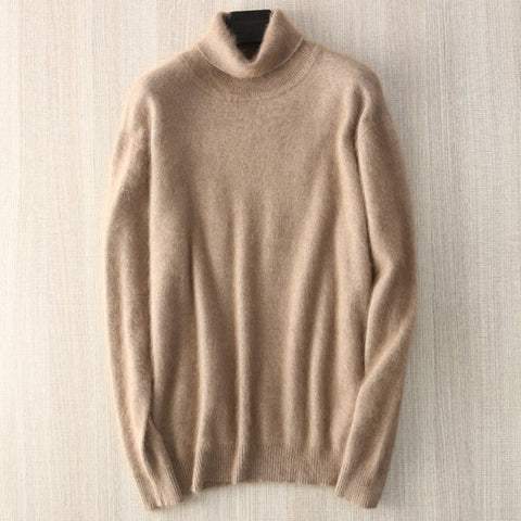 Man Jumpers 100% Mink Cashmere Knitted Sweaters Hot Sale Soft Turtleneck Winter Thick Warm Jumpers 8Colors Men Sweater