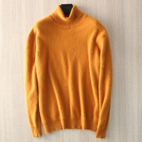 Man Jumpers 100% Mink Cashmere Knitted Sweaters Hot Sale Soft Turtleneck Winter Thick Warm Jumpers 8Colors Men Sweater