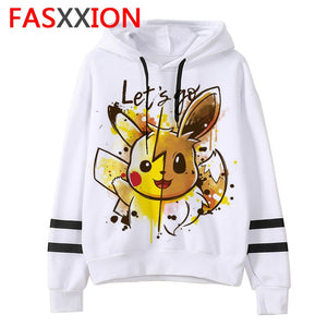 pokemon go Sweatshirt kawaii cartoon men/women pikachu Hoodies Oversized streetwear funny male Tumblr Grunge vintage