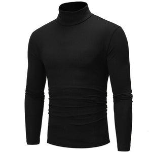 Autumn Winter Men's Pullover Sweaters High Collar Long-sleeved Solid Color Basic Slim Warm Jumper Turtleneck Pull