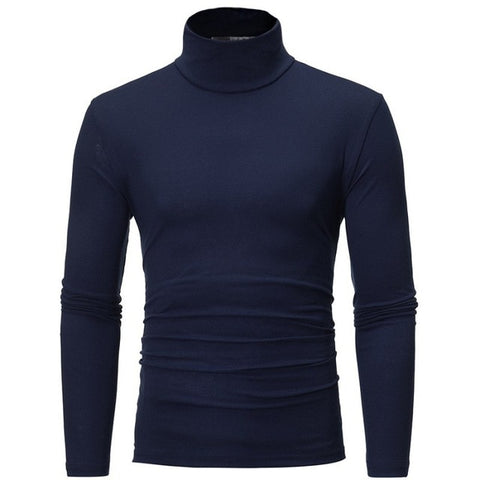 Autumn Winter Men's Pullover Sweaters High Collar Long-sleeved Solid Color Basic Slim Warm Jumper Turtleneck Pull