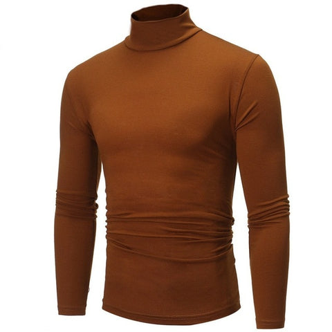 Autumn Winter Men's Pullover Sweaters High Collar Long-sleeved Solid Color Basic Slim Warm Jumper Turtleneck Pull