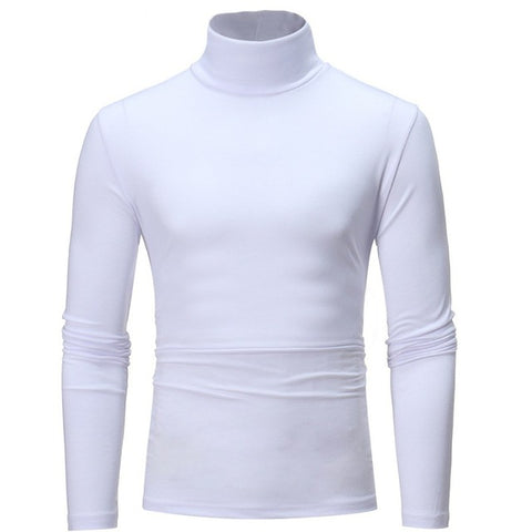 Autumn Winter Men's Pullover Sweaters High Collar Long-sleeved Solid Color Basic Slim Warm Jumper Turtleneck Pull