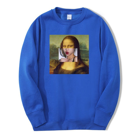 Funny Sweatshirt Mona Lisa Printed Sweatshirts Mens Hoodies 2019 Spring Winter Hoodie Men Bodywarmer Fitness fashion Tracksuit