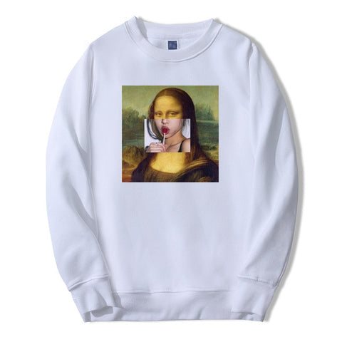 Funny Sweatshirt Mona Lisa Printed Sweatshirts Mens Hoodies 2019 Spring Winter Hoodie Men Bodywarmer Fitness fashion Tracksuit