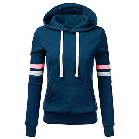 Woman hoodie Sweatshirts ladies women's hoodies Women Stripe Long Sleeve Blouse Hooded Pocket Pullover Tops Shirt D300721