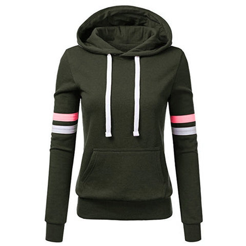 Woman hoodie Sweatshirts ladies women's hoodies Women Stripe Long Sleeve Blouse Hooded Pocket Pullover Tops Shirt D300721