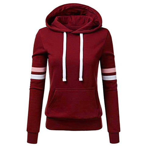 Woman hoodie Sweatshirts ladies women's hoodies Women Stripe Long Sleeve Blouse Hooded Pocket Pullover Tops Shirt D300721