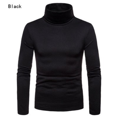 Men's Casual Slim Fit Basic Turtleneck Sweater Tops Knitted Pullover Sweater Turtleneck Pullover Male Double Collar Tops