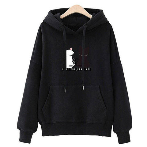 Streetwear Hoodies Women Sweatshirt Autumn Long Sleeve Hoodies Harajuku Hoodie Cute Cat Print Sweatshirt Women Sudadera Mujer