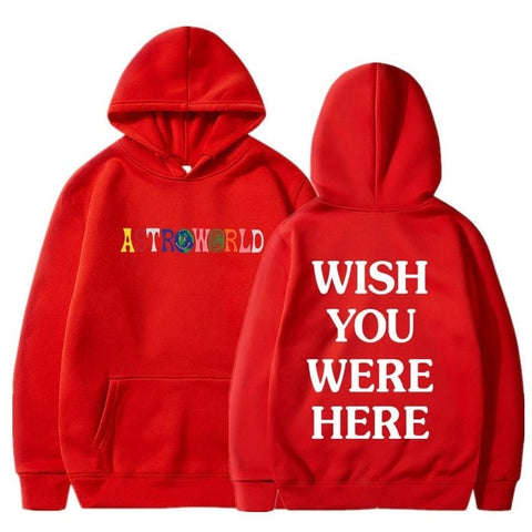 TRAVIS SCOTT ASTROWORLD WISH YOU WERE HERE HOODIES fashion letter ASTROWORLD HOODIE streetwear Man woman Pullover Sweatshirt