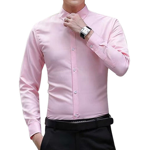 Mens Long Sleeve Shirt Fashion white Casual Solid color Fashion Business Design Fabric Soft Comfortable Men Business Dress Slim