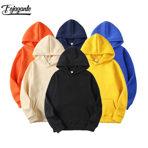 FOJAGANTO Fashion Brand Men Solid Hoodie Men's Casual Wild Hooded Sweatshirt Male Simple Slim Hoodies Sweatshirts Tops