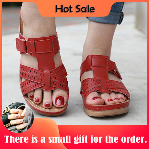 Women's Sandals Premium Orthopedic Open Toe Sandals Vintage Anti-slip Breathable for Summer Soft Beach Sole Plus (Random gift)