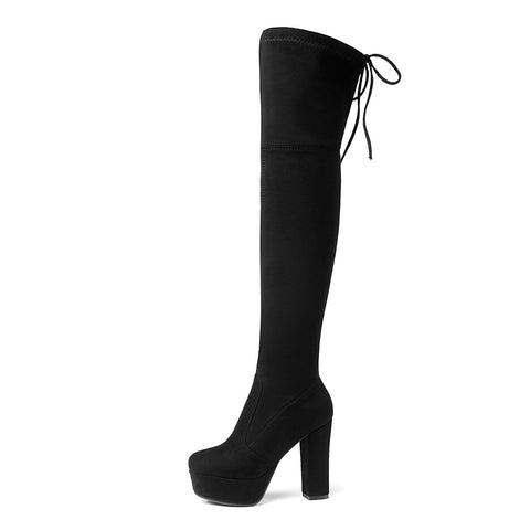 Size 34-43 New 2019 Over the Knee Boots Women Faux Suede Thigh High Boots Platform Stretch Slim Sexy Ladies Women's Winter Boots