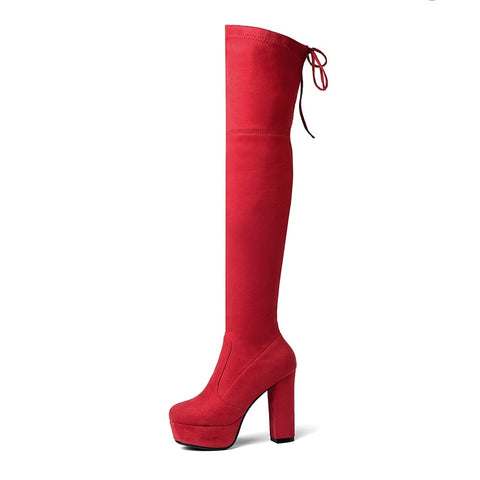 Size 34-43 New 2019 Over the Knee Boots Women Faux Suede Thigh High Boots Platform Stretch Slim Sexy Ladies Women's Winter Boots