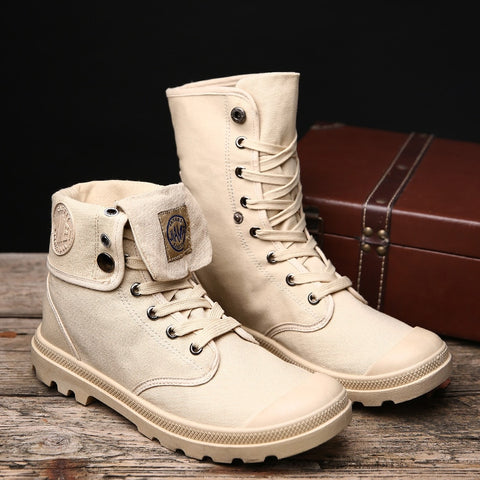 Autumn and winter high to help women's shoes canvas shoes cramped thick bottom large size couple retro Martin boots hiking shoes
