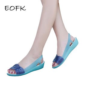 EOFK Women Sandals Beach Jelly Shoes Woman Flat Sandals New EVA Soft Mixed Candy Colors Summer Casual Slip On Sandals