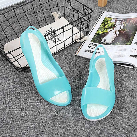 EOFK Women Sandals Beach Jelly Shoes Woman Flat Sandals New EVA Soft Mixed Candy Colors Summer Casual Slip On Sandals