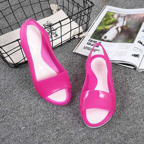 EOFK Women Sandals Beach Jelly Shoes Woman Flat Sandals New EVA Soft Mixed Candy Colors Summer Casual Slip On Sandals