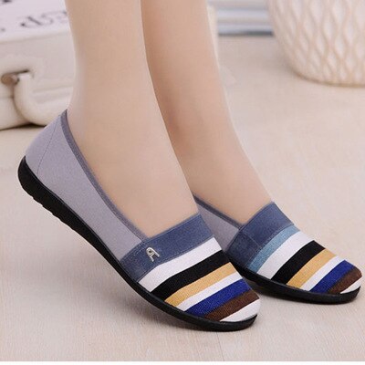 Women Flats Moccasins Casual Shoes Female Candy Color Stripe Loafers Mother Slip On Soft Flat Shoes Spring Ladies Shoes 2019