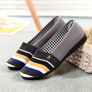 Women Flats Moccasins Casual Shoes Female Candy Color Stripe Loafers Mother Slip On Soft Flat Shoes Spring Ladies Shoes 2019