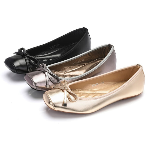 Fashion Flats Women Shoes Casual Women Flats Soft Elegant Ladies Boat Shoes Slip-on Woman Ballet Flats Black Gold Grey A1375