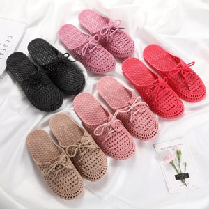 Summer new women's openwork slippers non-slip deodorant breathable flat sandals home indoor lazy student slippers