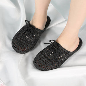 Summer new women's openwork slippers non-slip deodorant breathable flat sandals home indoor lazy student slippers