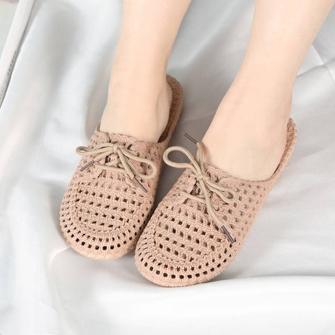 Summer new women's openwork slippers non-slip deodorant breathable flat sandals home indoor lazy student slippers